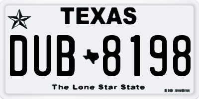 TX license plate DUB8198