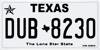 TX license plate DUB8230