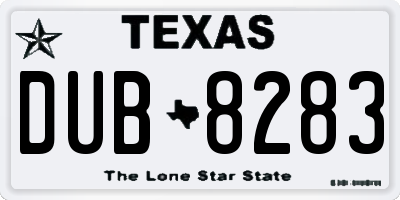 TX license plate DUB8283