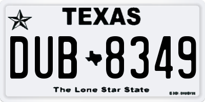 TX license plate DUB8349