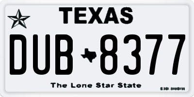 TX license plate DUB8377
