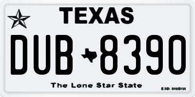 TX license plate DUB8390