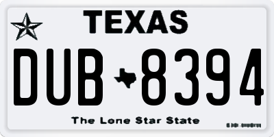 TX license plate DUB8394