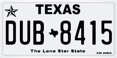 TX license plate DUB8415