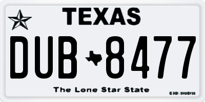 TX license plate DUB8477