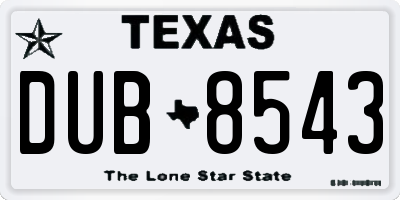 TX license plate DUB8543