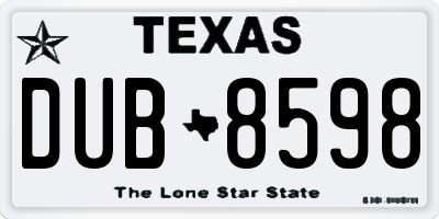 TX license plate DUB8598