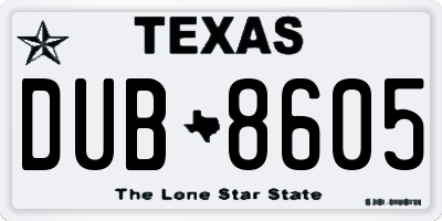 TX license plate DUB8605