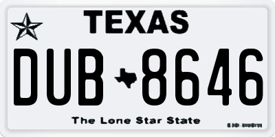 TX license plate DUB8646