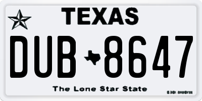 TX license plate DUB8647