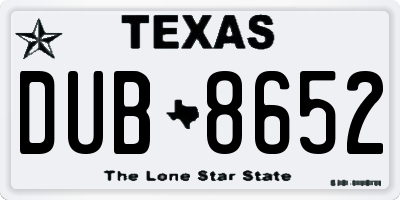 TX license plate DUB8652