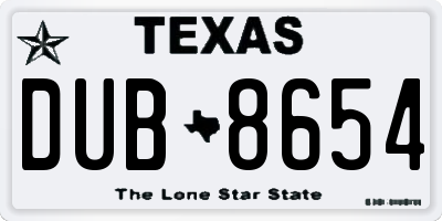 TX license plate DUB8654