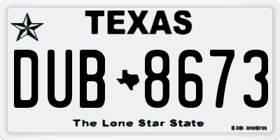 TX license plate DUB8673