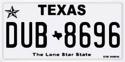 TX license plate DUB8696