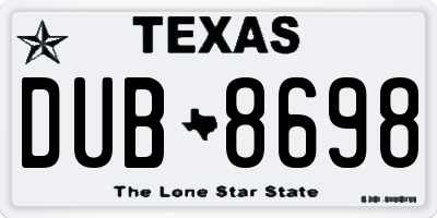 TX license plate DUB8698