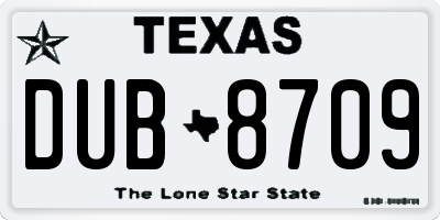 TX license plate DUB8709