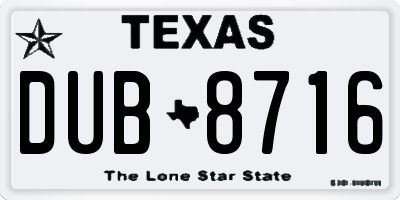 TX license plate DUB8716