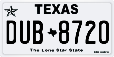 TX license plate DUB8720