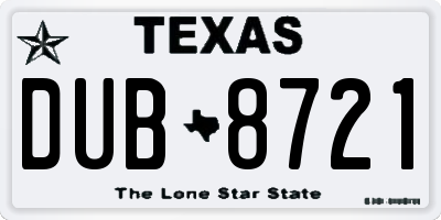 TX license plate DUB8721