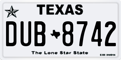 TX license plate DUB8742