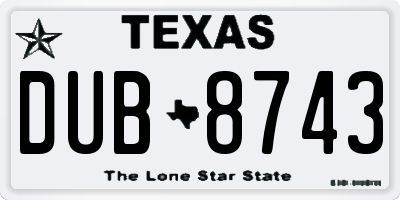 TX license plate DUB8743