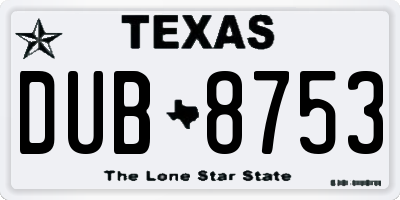 TX license plate DUB8753