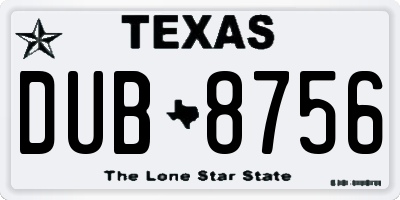 TX license plate DUB8756