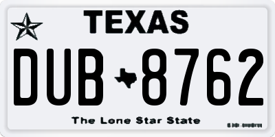 TX license plate DUB8762