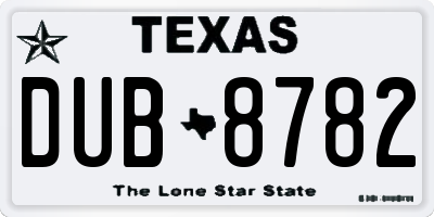 TX license plate DUB8782