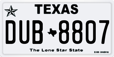 TX license plate DUB8807