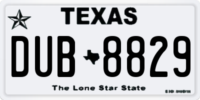 TX license plate DUB8829