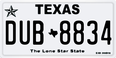 TX license plate DUB8834