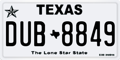 TX license plate DUB8849