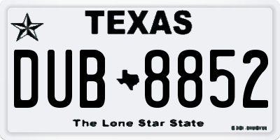 TX license plate DUB8852