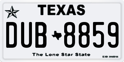 TX license plate DUB8859