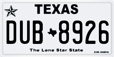 TX license plate DUB8926