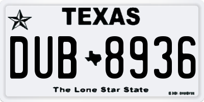 TX license plate DUB8936