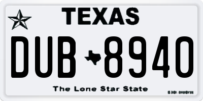 TX license plate DUB8940