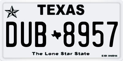 TX license plate DUB8957