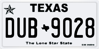 TX license plate DUB9028