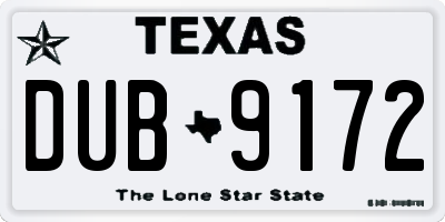 TX license plate DUB9172