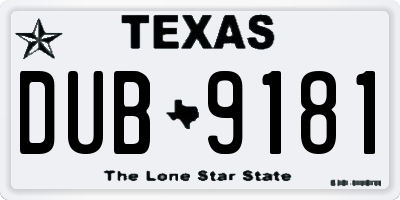 TX license plate DUB9181