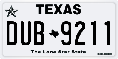 TX license plate DUB9211