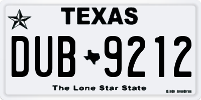 TX license plate DUB9212