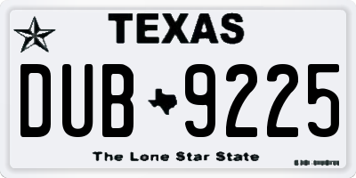 TX license plate DUB9225