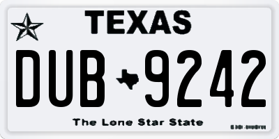 TX license plate DUB9242
