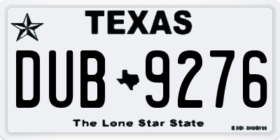 TX license plate DUB9276