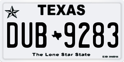 TX license plate DUB9283