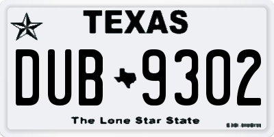 TX license plate DUB9302