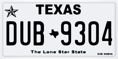 TX license plate DUB9304